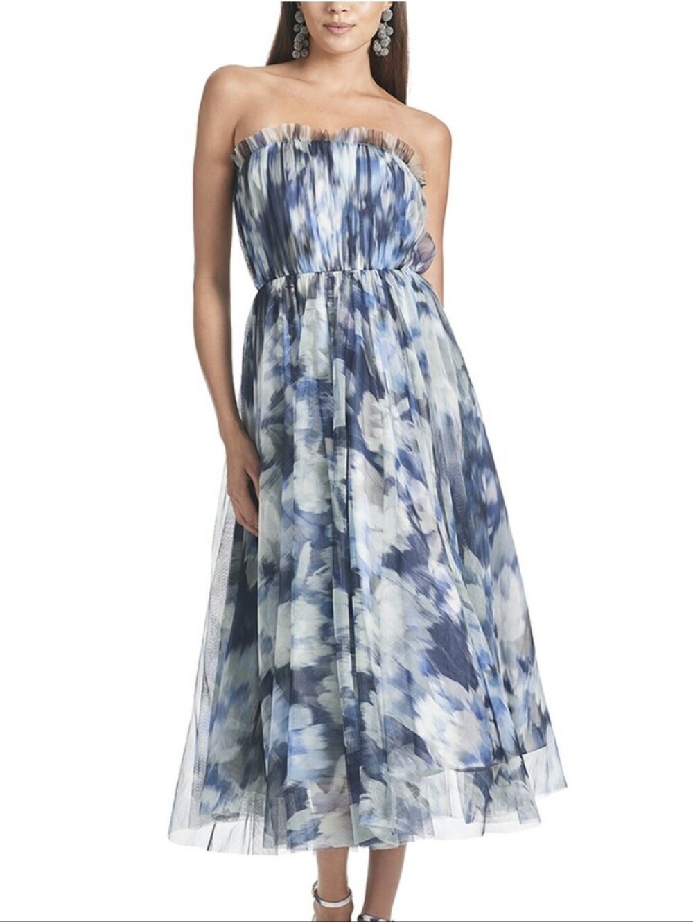 Sachin + Babi Marni Blue Ikat Floral Midi Dress Size 10